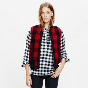 Madewell Buffalo Check Plaid Sherpa Lined Vest (Sz Small)